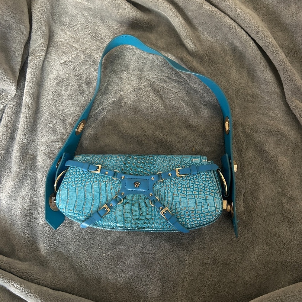 MANC. Lilith Blue Croc Purse